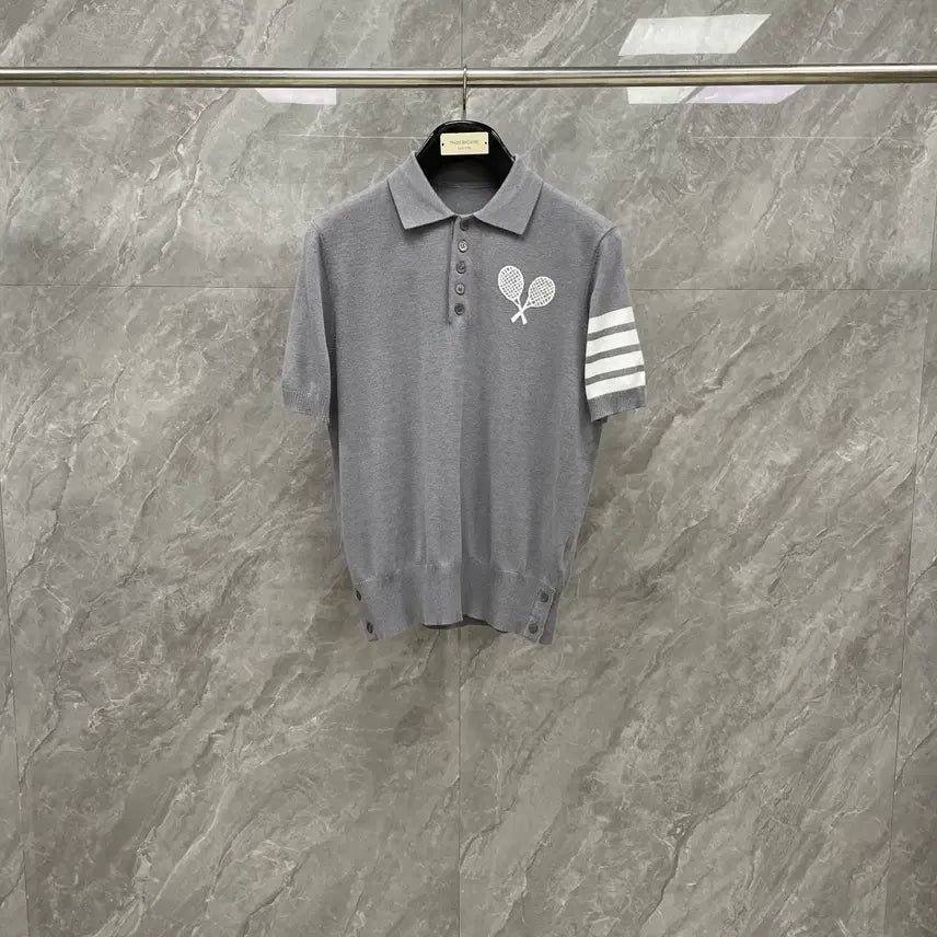 [BUNJANG] Thom Browne Slim Fit Knit T-Shirt / 톰브라운 슬림핏 반팔티셔츠 니트 반팔 4바 여름