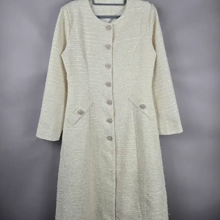 [SOLD OUT] [무료배송]시크라인 XL 여성 봄 트위드 롱 자켓 연노랑