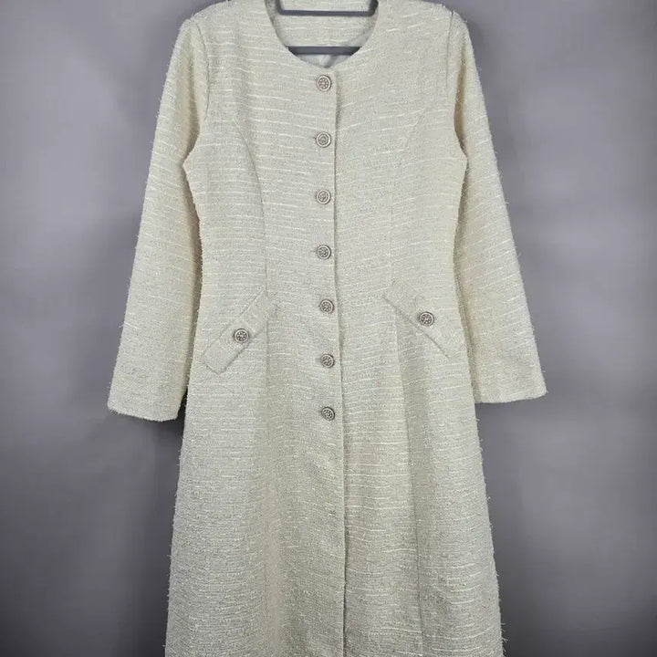 [SOLD OUT] [무료배송]시크라인 XL 여성 봄 트위드 롱 자켓 연노랑