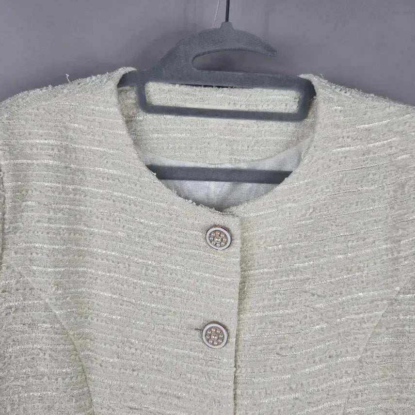 [SOLD OUT] [무료배송]시크라인 XL 여성 봄 트위드 롱 자켓 연노랑