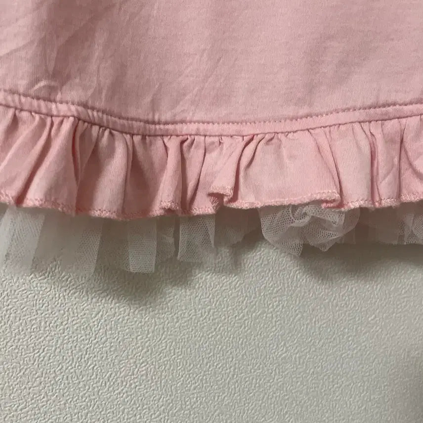 [BUNJANG] Simonetta Pink Lace Trim T-Shirt / 새재품)펜디계열 이태리 명품 시모네타 티셔츠