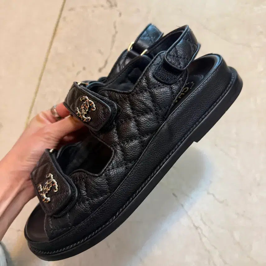 [BUNJANG] Chanel Velcro Leather Sandals / 샤넬 벨크로 레더 샌들 240 구성품 X (Not Real)
