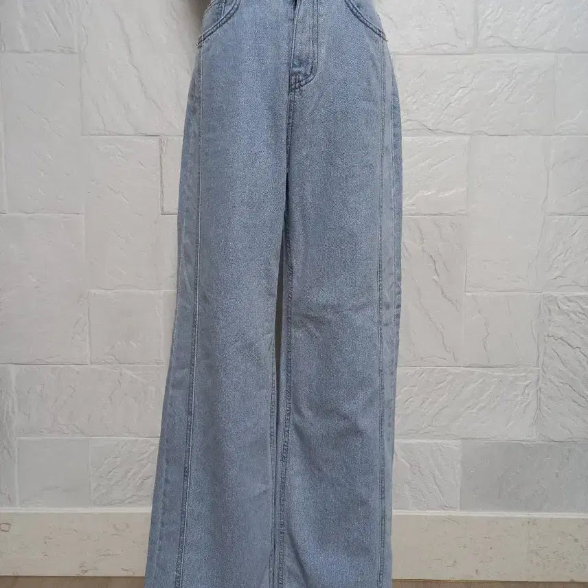 [BUNJANG] Denim Wide Pants / 연청 데님 와이드 팬츠