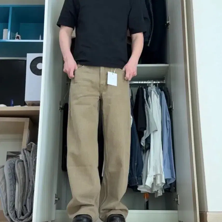 [BUNJANG] Known Beige Cotton Straight Pants / 1사이즈)노운 베이지 코튼 스트레이트 팬츠