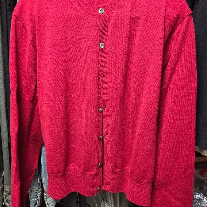 [BUNJANG] Tonywack Super Fine Wool Crew-neck Cardigan Red / [M] 토니웩 슈퍼 파인 울 크루넥 가디건 레드