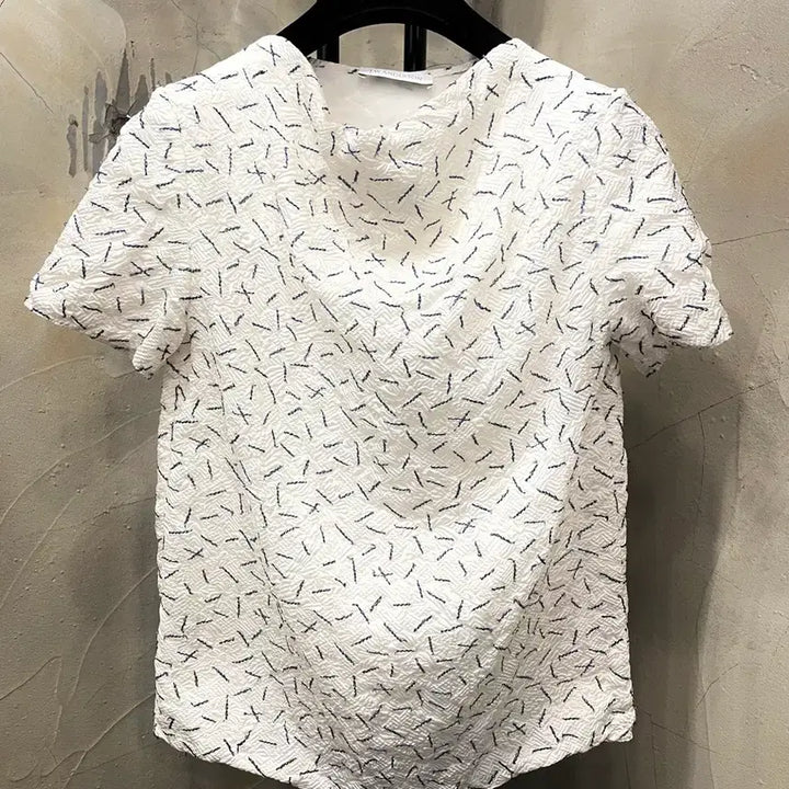 [BUNJANG] JW Anderson Silk Wrinkled Stitch Short Sleeve Blouse / 44~55 JW Anderson 실크 쭈글이 스티칭 반팔 블라우스