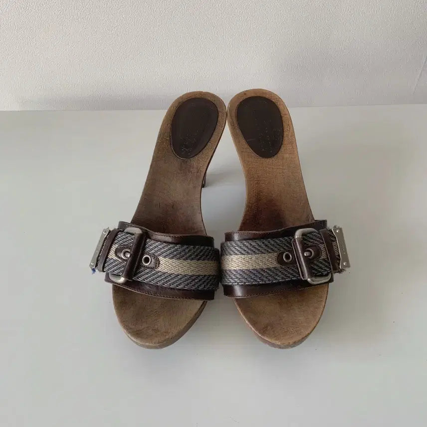 [BUNJANG] BALLY Wood Heel Sandals / BALLY 발리 우드 힐 샌들