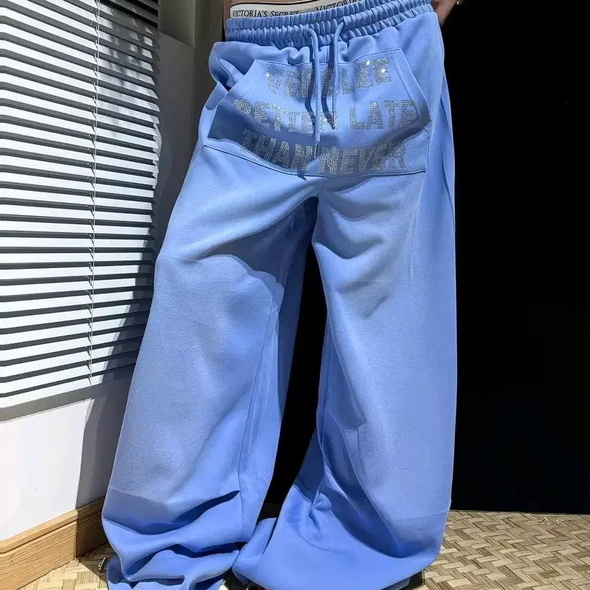 [BUNJANG] Hotfix Cubic Lettering Jogger Training Pants Blue / 핫픽스 블루 트레이닝팬츠 y2k 갸루 하늘색 츄리닝바지 큐빅 레터링 조거