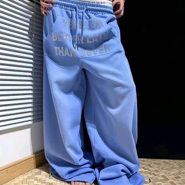 [BUNJANG] Hotfix Cubic Lettering Jogger Training Pants Blue / 핫픽스 블루 트레이닝팬츠 y2k 갸루 하늘색 츄리닝바지 큐빅 레터링 조거