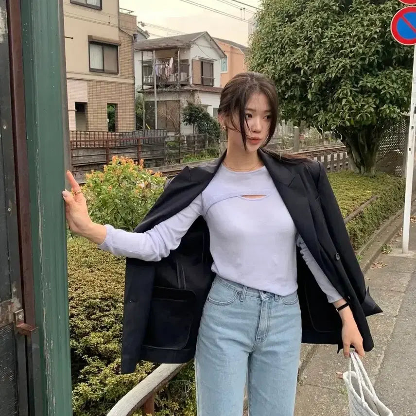 [BUNJANG] Love Me U Maison Slit Knit Top / 새상품)러브미우 메종트임니트