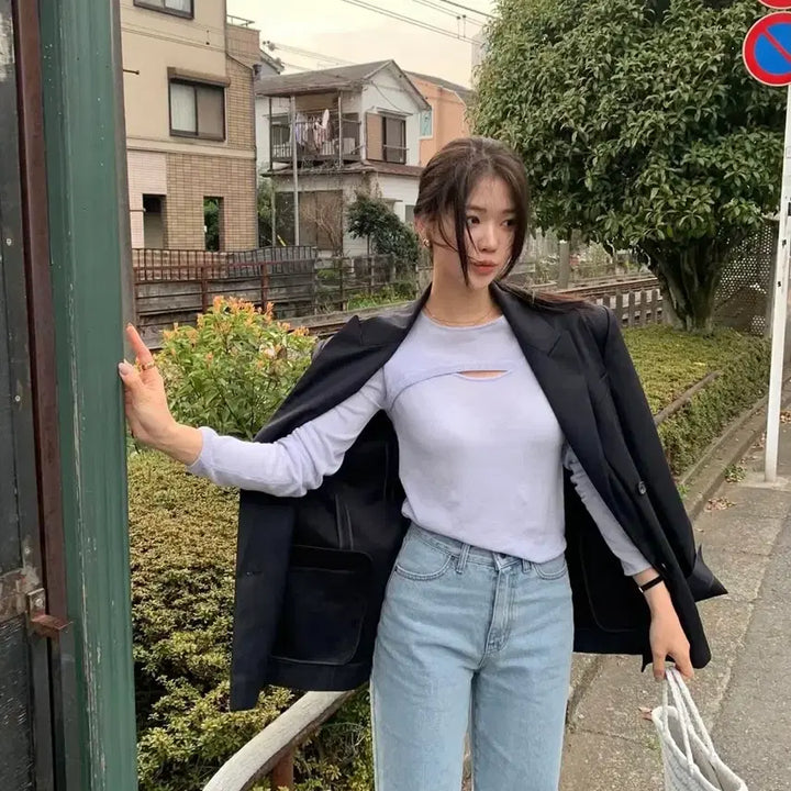 [BUNJANG] Love Me U Maison Slit Knit Top / 새상품)러브미우 메종트임니트