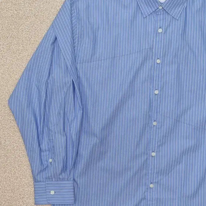 [BUNJANG] Typing Mistake Pleated Shirt Blue Stripe / 타이핑 미스테이크 플리츠 셔츠 블루 스트라이프