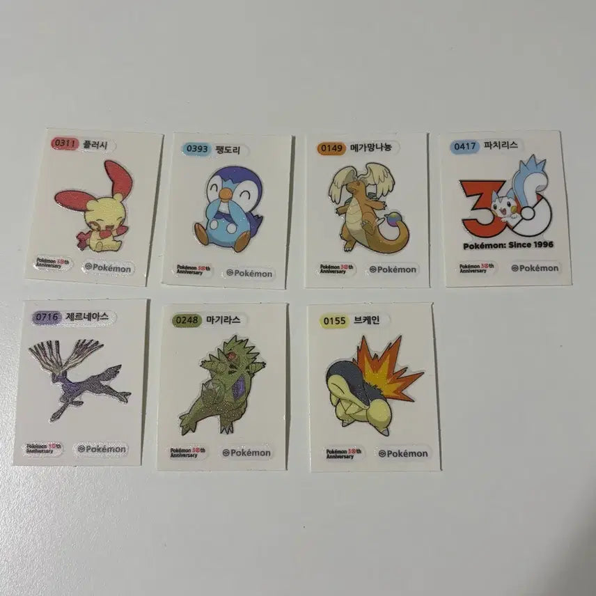 [BUNJANG] Pokemon 30th Anniversary TCG Zerneas, Pachirisu, Plusle Stickers Bundle / 일괄) 포켓몬빵 30주년 기념 띠부씰