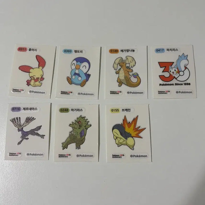 [BUNJANG] Pokemon 30th Anniversary TCG Zerneas, Pachirisu, Plusle Stickers Bundle / 일괄) 포켓몬빵 30주년 기념 띠부씰