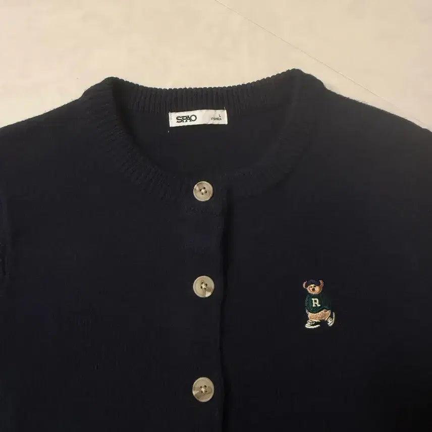 [BUNJANG] SPAO Embroidered Cropped Cardigan Navy L / 스파오 자수 크롭 가디건 네이비 L