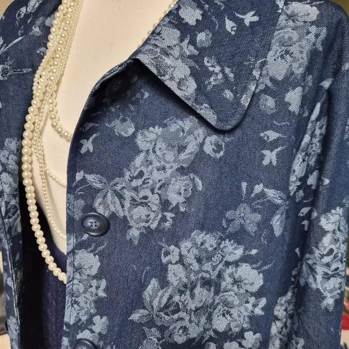 [SOLD OUT] 새상품 고퀄 부케플라워 데님 트렌치 자켓