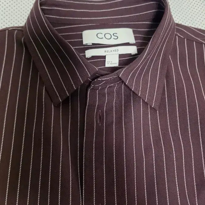 [BUNJANG] COS Relaxed Fit Striped Shirt Burgundy M / COS 코스 릴렉스드 스트라이프 셔츠 m