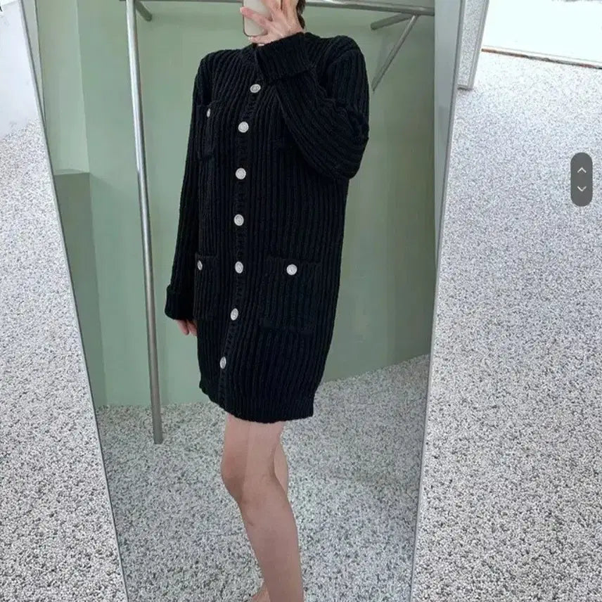 [BUNJANG] SOMI TA Silver Button Cardigan Dress - Black / 소미타 실버 버튼 가디건 원피스 - 블랙