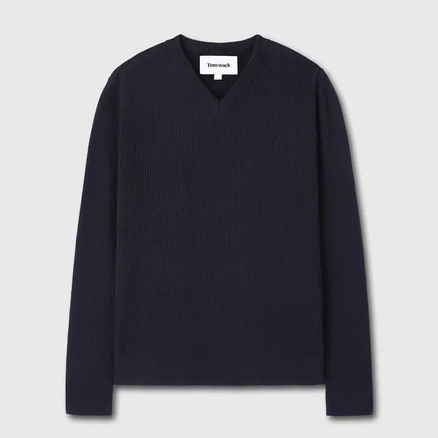 [BUNJANG] L Fine Wool Ribbed V-Neck Sweater / [L] 슈퍼 파인울 브이넥 스웨터