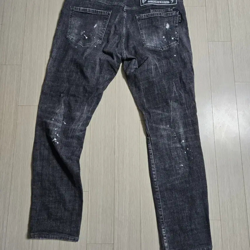 [BUNJANG] Philipp Plein Black Denim Splatter Wash Jeans (34) / 필립플레인 블랙 데님 스플래터 워싱진(34)