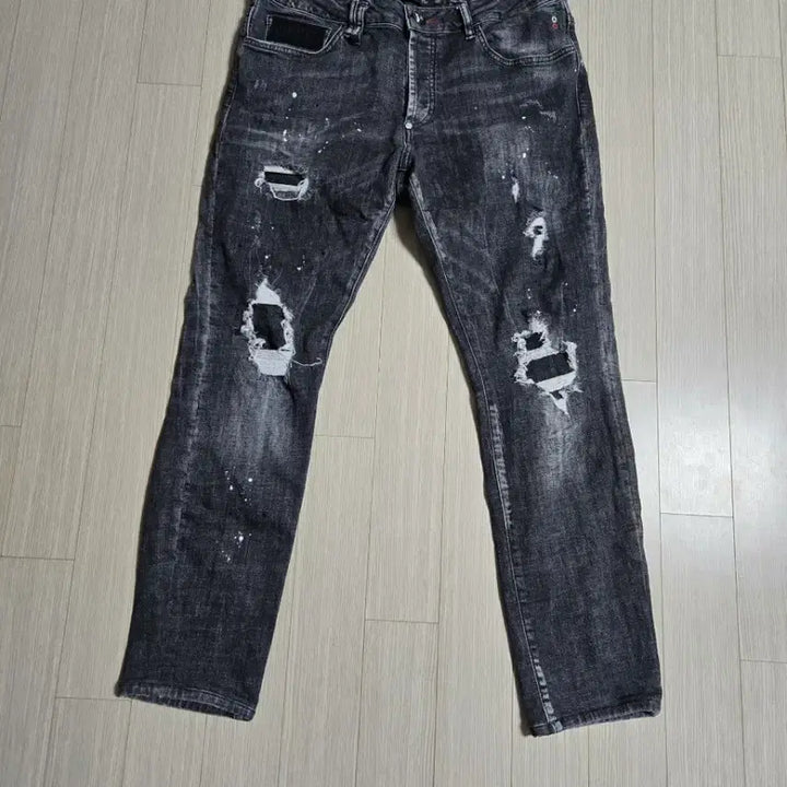 [BUNJANG] Philipp Plein Black Denim Splatter Wash Jeans (34) / 필립플레인 블랙 데님 스플래터 워싱진(34)