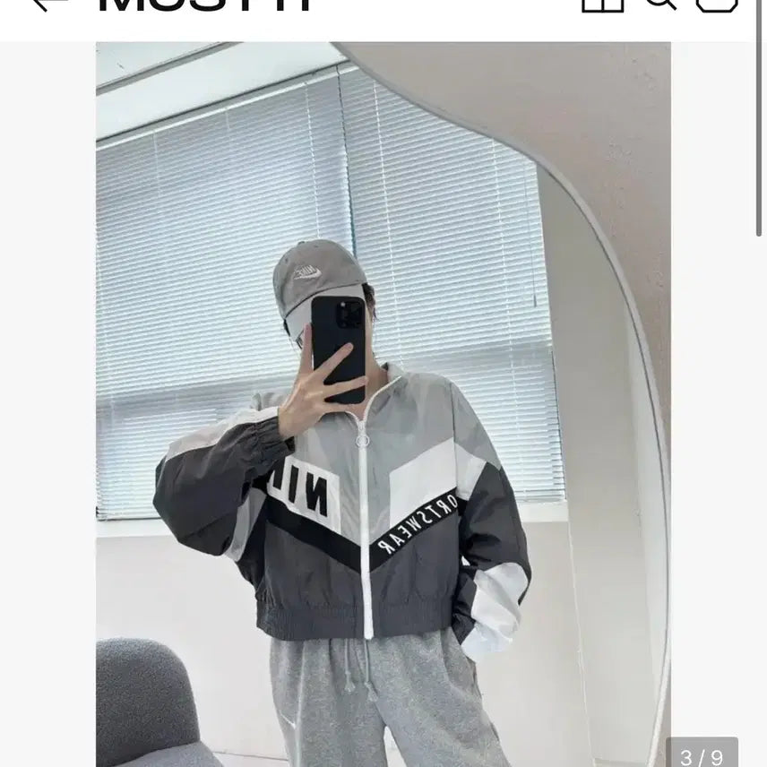 [BUNJANG] Nike Sportswear Windbreaker Jacket Gray / 나이키 스포츠웨어 바람막이 자켓 그레이