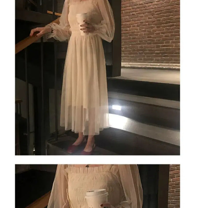 [BUNJANG] See-Through Lace Long Dress / [ 시스루 레이스 롱원피스 ]