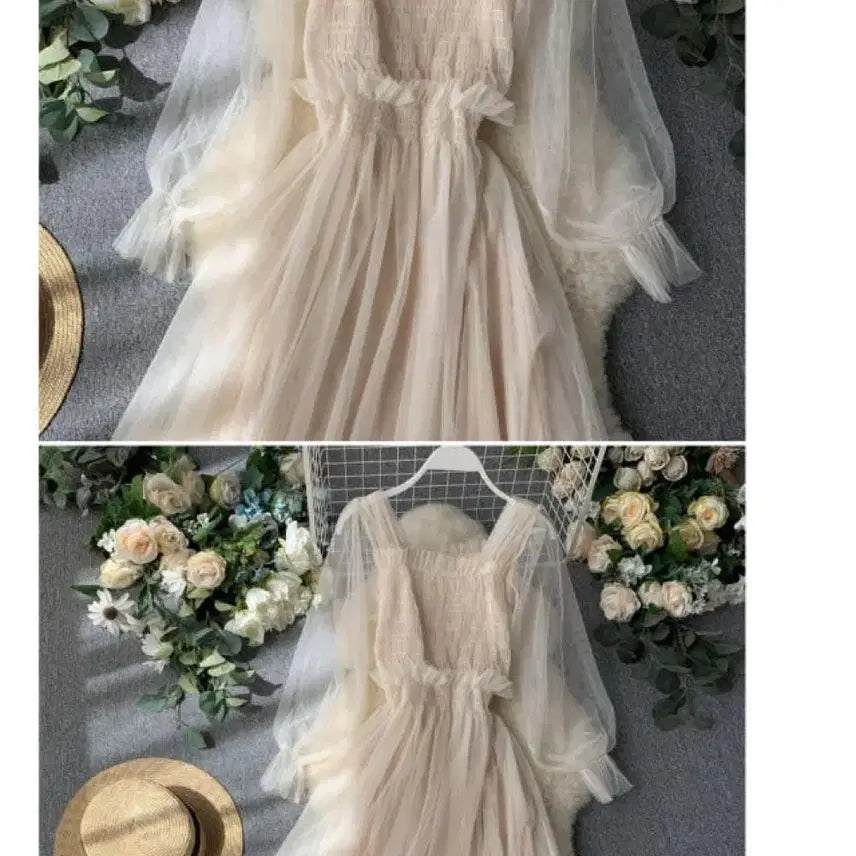 [BUNJANG] See-Through Lace Long Dress / [ 시스루 레이스 롱원피스 ]