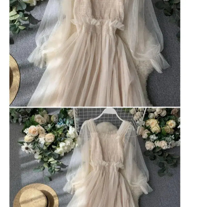 [BUNJANG] See-Through Lace Long Dress / [ 시스루 레이스 롱원피스 ]