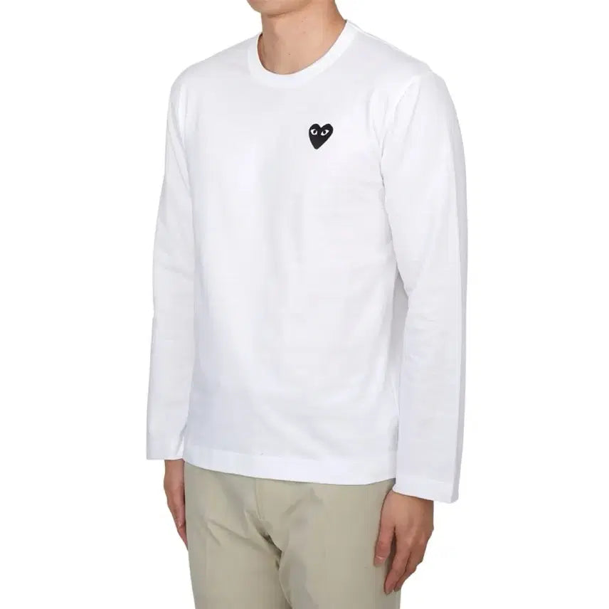[BUNJANG] Comme des Garcons Heart Long Sleeve T-shirt / 무배 정품/새상품 꼼데가르송 하트 긴팔 티셔츠 롱슬리브 블랙/화이트