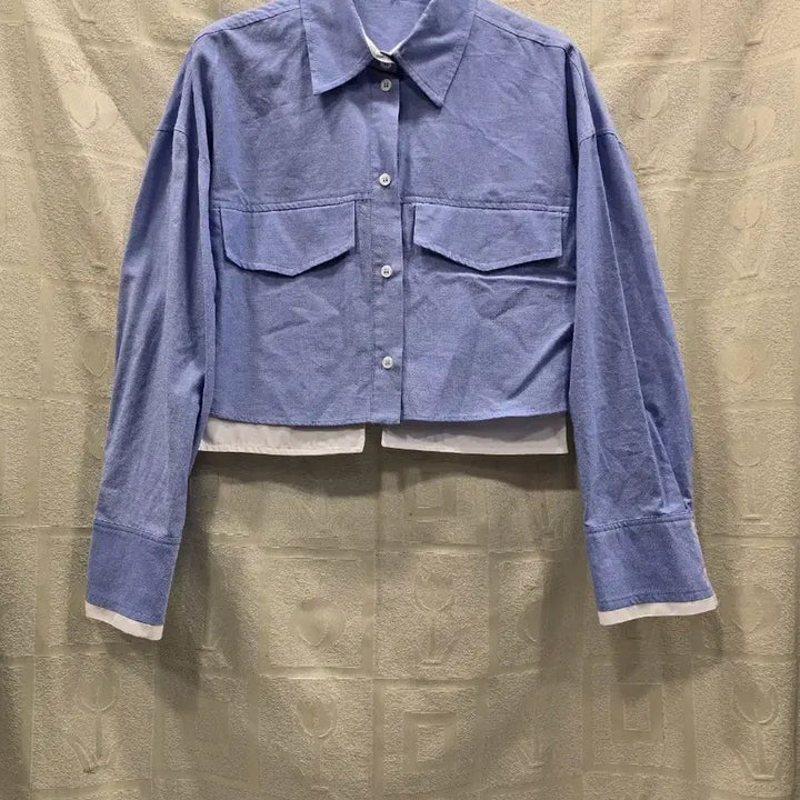 [BUNJANG] ZARA Blue Cropped Shirt / 거의새거) 자라 블루 크롭 셔츠 S~M
