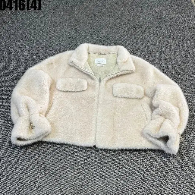 [BUNJANG] THELOW Ivory Fur Crop Jacket / THELOW 아이보리 퍼 크롭 자켓 0416(4)