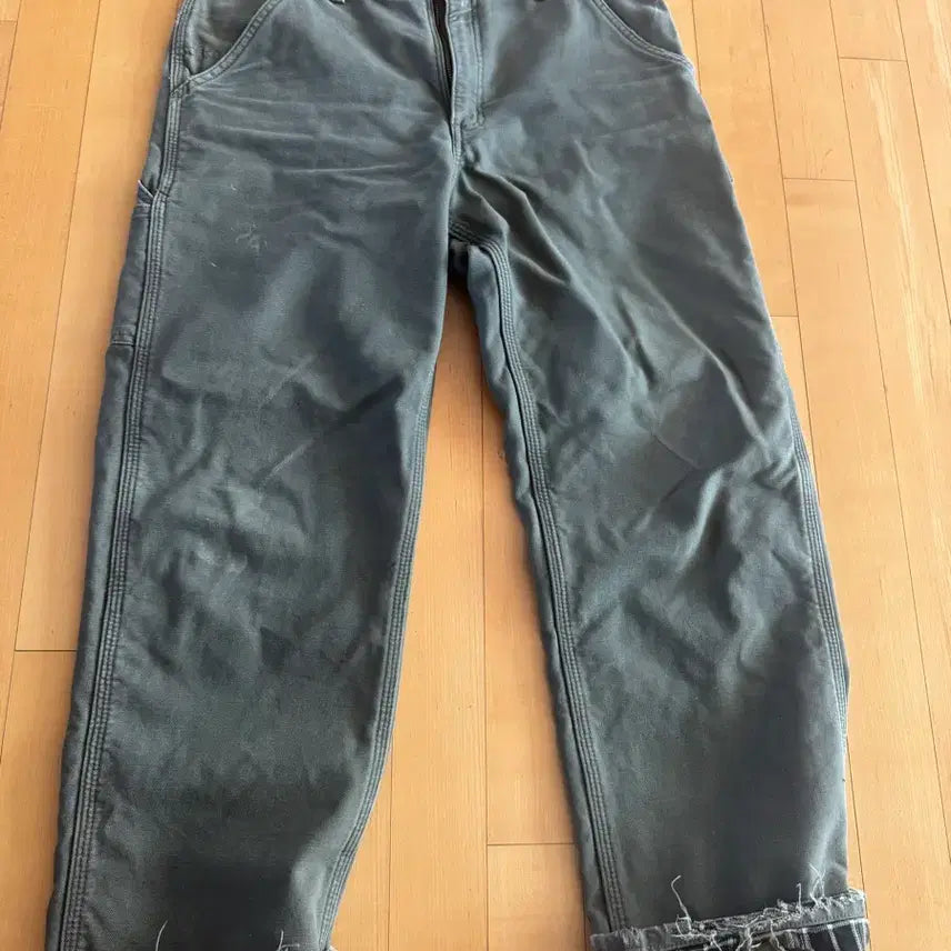 [SOLD OUT] (34)칼하트 usa 체크라이닝 모스그린 카펜터 워크팬츠