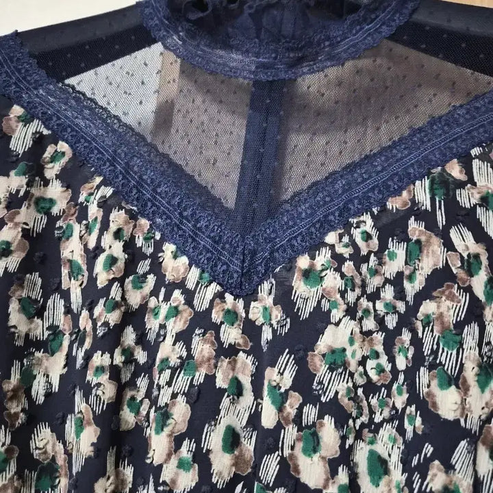 [SOLD OUT] 듀엘 롱 원피스 시스루 레이스넥 55