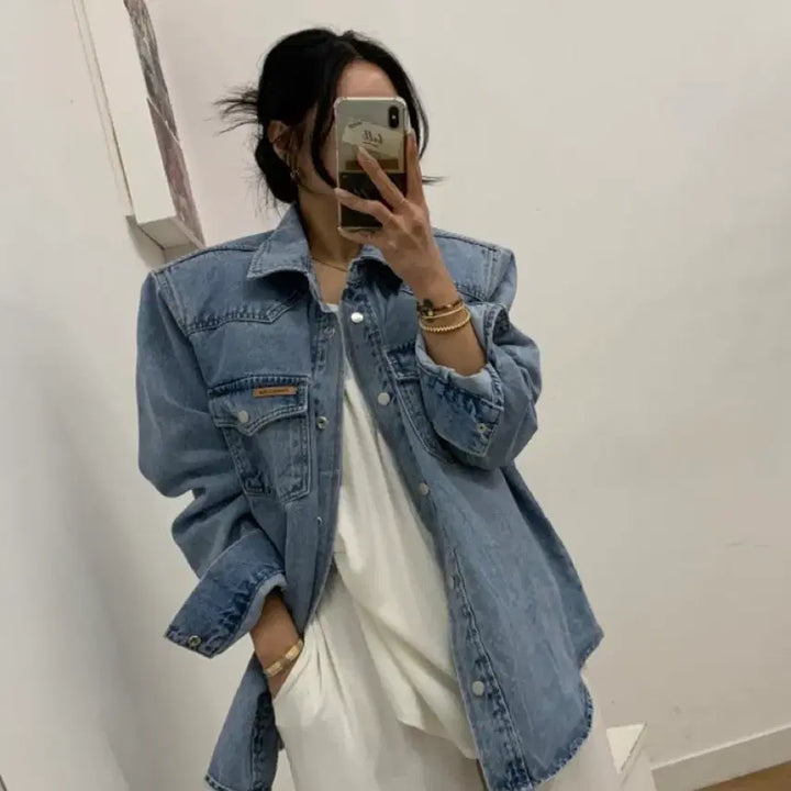 [BUNJANG] Bel201 Denim Shirt Jacket / 벨201_데리 연청 데님 남방 자켓
