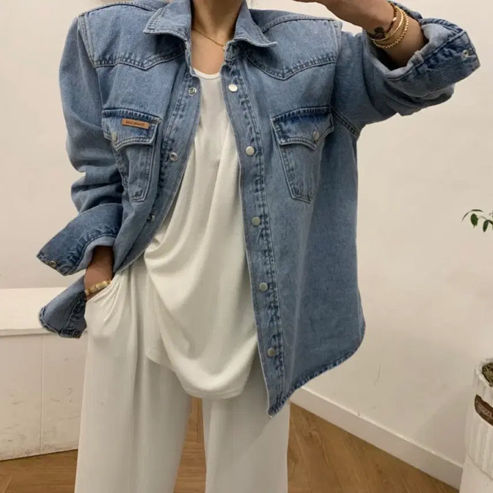 [BUNJANG] Bel201 Denim Shirt Jacket / 벨201_데리 연청 데님 남방 자켓