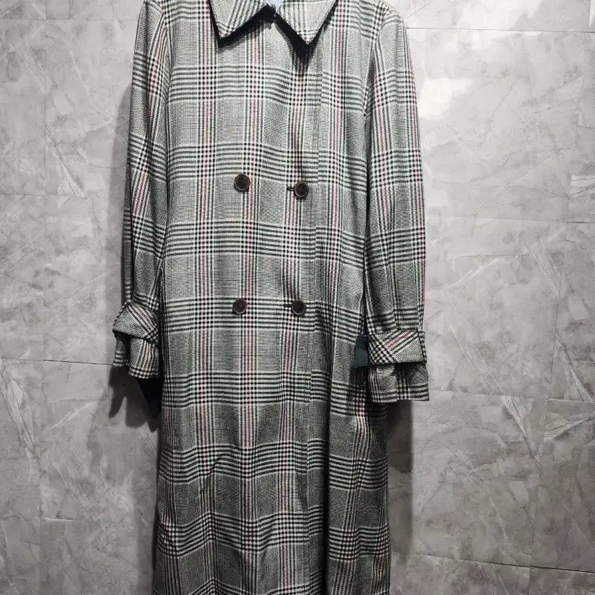 [BUNJANG] Lewitt Double Breasted Long Coat Check / LBL 르위트 체크 더블 롱코트