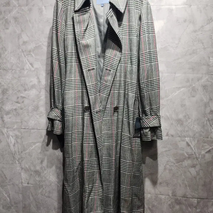 [BUNJANG] Lewitt Double Breasted Long Coat Check / LBL 르위트 체크 더블 롱코트