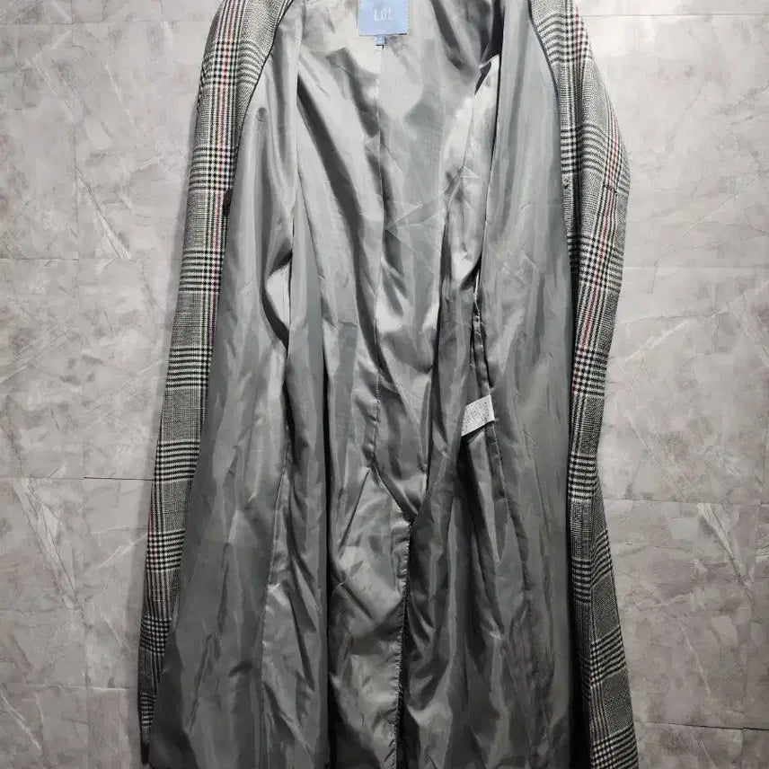 [BUNJANG] Lewitt Double Breasted Long Coat Check / LBL 르위트 체크 더블 롱코트