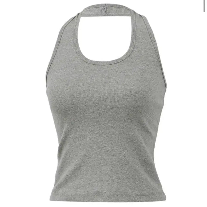 [BUNJANG] Benito Halter Neck Tank Top / 베니토 홀터넥 나시(그레이)