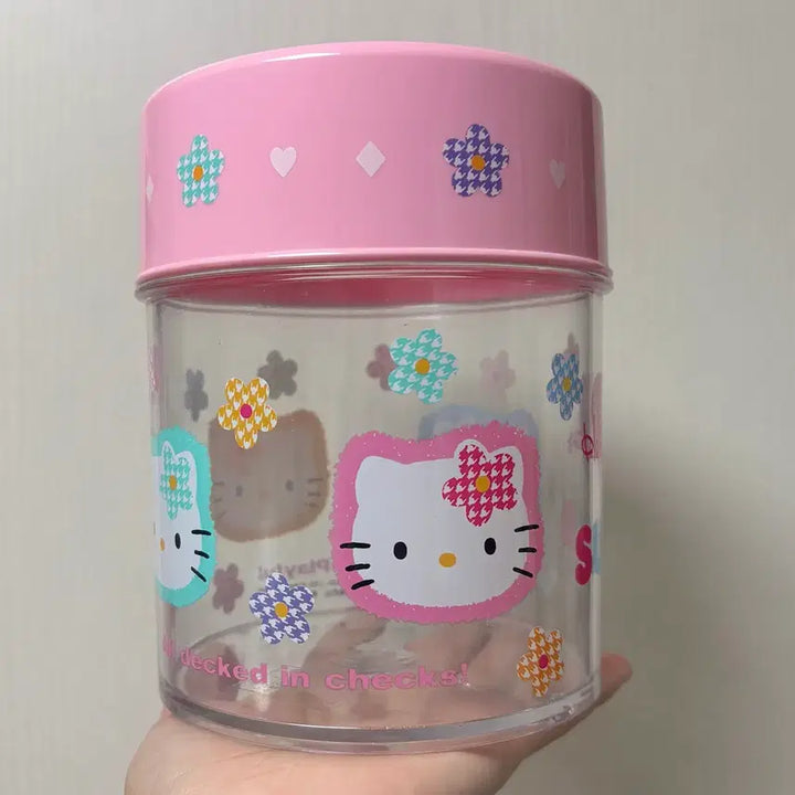 [SOLD OUT] 고전키티 원통 보관함 카오하나 키티 소품함 설탕통 케이스 꽃키티 캐니스터