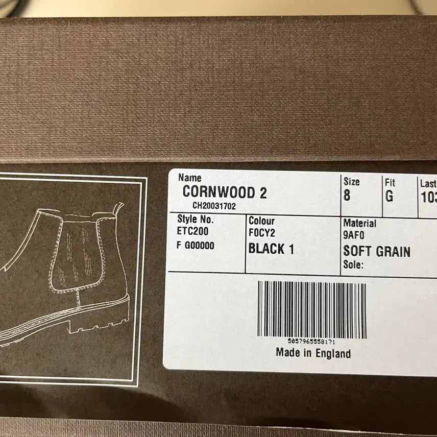 [SOLD OUT] 처치스 콘우드2 첼시부츠 소프트 카프 그레인 8G 270