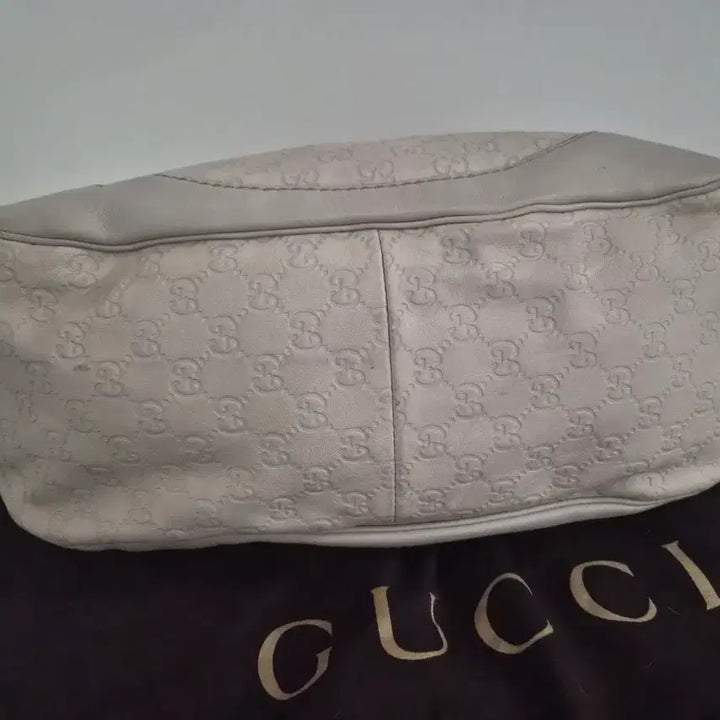 [BUNJANG] Gucci GG Pattern Leather Shoulder Bag Ivory / 구찌 씨마 레더 숄더백 아이보리