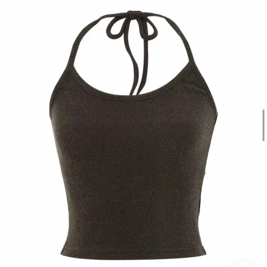 [BUNJANG] Benito Halter Neck Tank Top (Brown) / 베니토 홀터넥 나시(브라운)