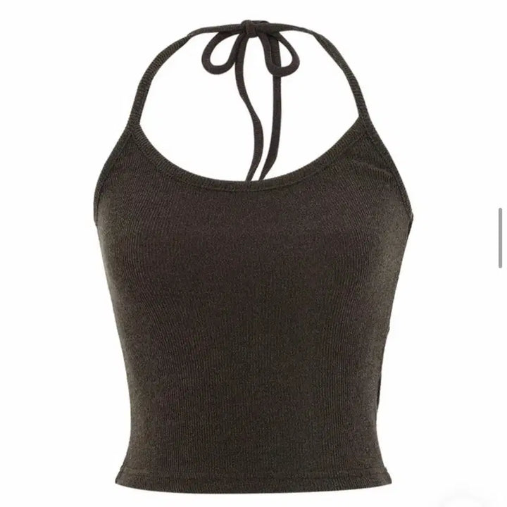 [BUNJANG] Benito Halter Neck Tank Top (Brown) / 베니토 홀터넥 나시(브라운)
