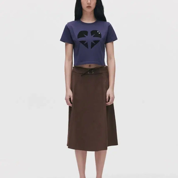 [BUNJANG] Tilden Heart Symbol Stud Crop Top - Dark Purple / 틸던 HEART SYMBOL STUD CROP TOP 다크 퍼플