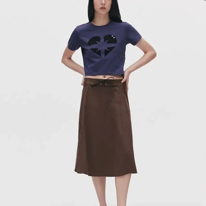 [BUNJANG] Tilden Heart Symbol Stud Crop Top - Dark Purple / 틸던 HEART SYMBOL STUD CROP TOP 다크 퍼플