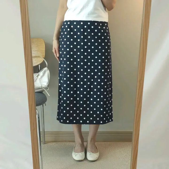 [BUNJANG] Bongbly H-Line Skirt / (F)bongbly 여성 H라인 스커트 뒷밴딩 도트 F13W3018