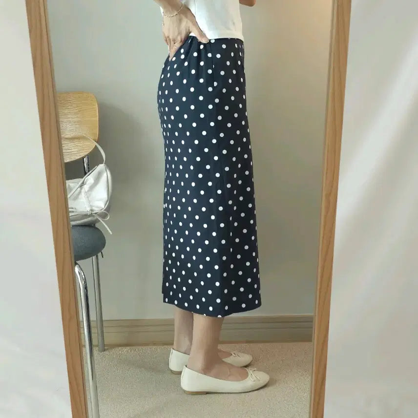 [BUNJANG] Bongbly H-Line Skirt / (F)bongbly 여성 H라인 스커트 뒷밴딩 도트 F13W3018