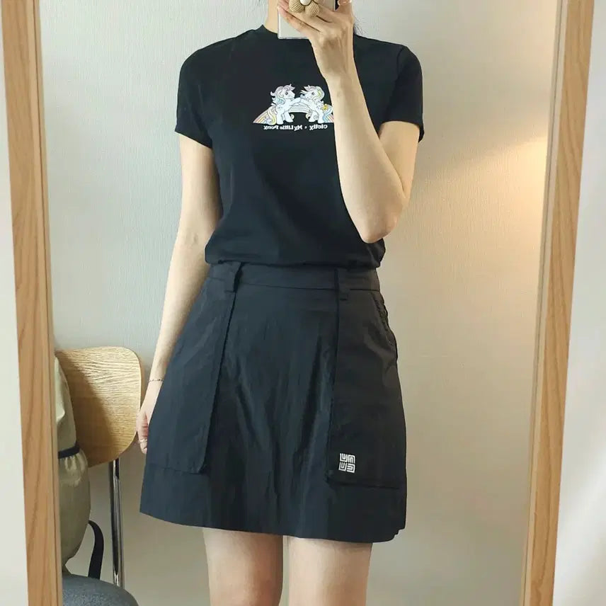 [SOLD OUT] (S)르누쿠 여성 나일론 미니 스커트 블랙 골프 테니스 M8W3001